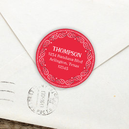 Adesivo Rótulo de Endereço de Devolução de Lenço Vermelho 