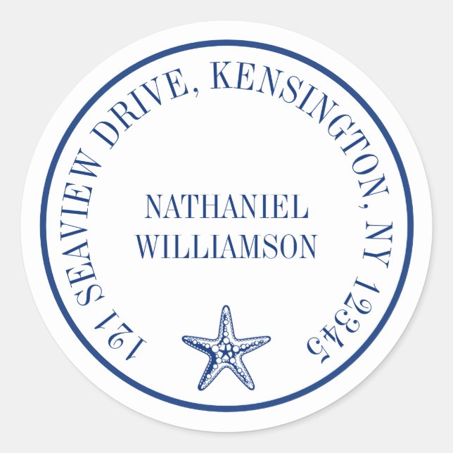 Adesivo Rótulo de Endereço de Devolução de Marinho de Star (Frente)