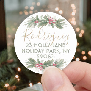 Adesivo Rótulo de Endereço de Devolução de Natal Holly