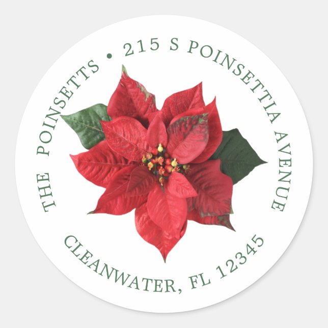 Adesivo rótulo de endereço de devolução de Poinsettia de N (Frente)
