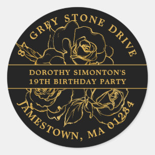 Adesivo Rótulo de Endereço de Devolução de Rosa Dourado de