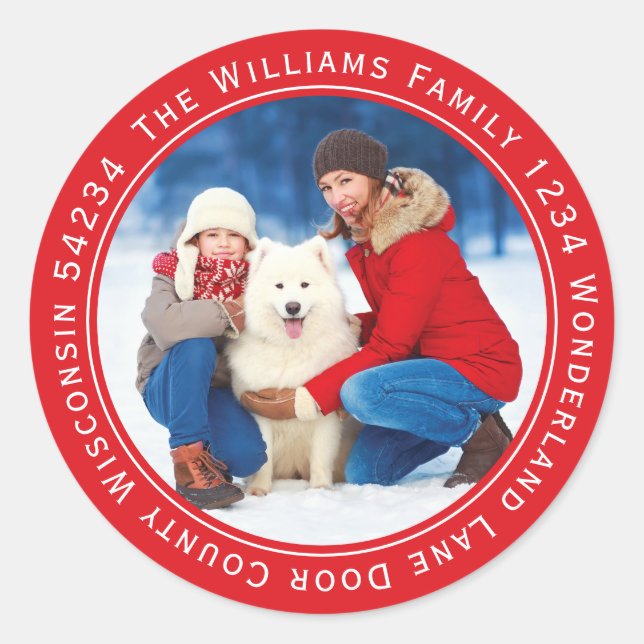 Adesivo Rótulo de Endereço de Devolução do Círculo de Foto (Frente)