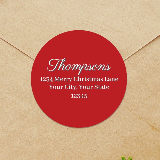 Adesivo Rótulo de Endereço de Devolução Simples Vermelho (Simple red return address label)