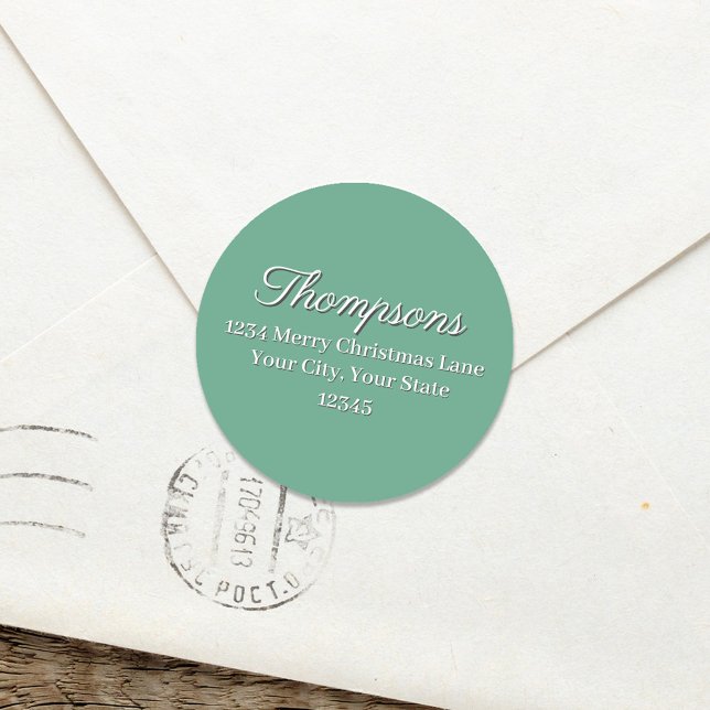 Adesivo Rótulo de Endereço de Remetente Verde Claro Simple (Green Calligraphy Script Custom return address label. )