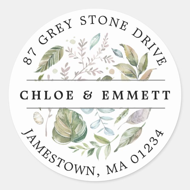 Adesivo Rótulo de Endereço de Retorno Botânico Rustic (Frente)