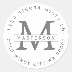 Adesivo Rótulo de Endereço de Retorno Circular da Cinza 