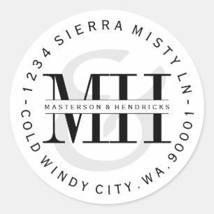 Adesivo Rótulo de Endereço de Retorno Circular de Monogr