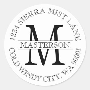 Adesivo Rótulo de Endereço de Retorno Circular do Monogram