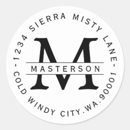 Adesivo Rótulo de Endereço de Retorno Circular do Monogram