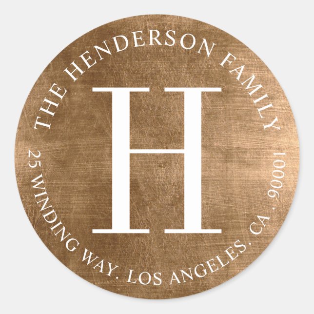 Adesivo Rótulo de Endereço de Retorno Circular Dourado com (Frente)