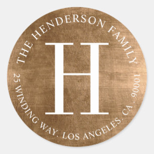 Adesivo Rótulo de Endereço de Retorno Circular Dourado com