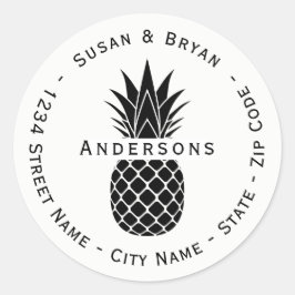 Adesivo Rótulo de Endereço de Retorno de Abacaxi Tropical 
