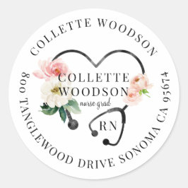 Adesivo Rótulo de Endereço de Retorno de Formando de Enfer