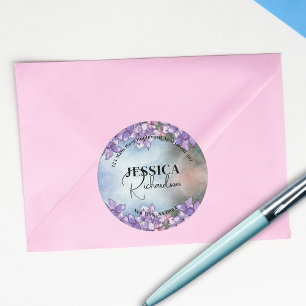 Adesivo Rótulo de Endereço de Retorno de Hydrangea Purple