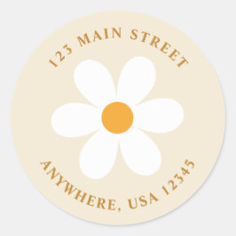 Adesivo Rótulo de endereço de retorno de margarida retrô