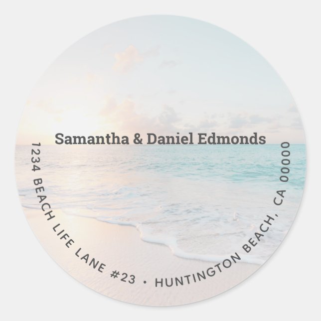 Adesivo Rótulo de Endereço de Retorno de na moda Beach Rou (Frente)