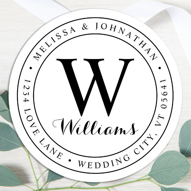 Adesivo Rótulo de Endereço de Retorno do Círculo de Monogr (Criador carregado)