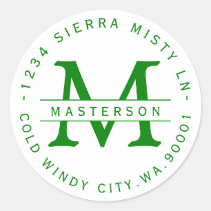 Adesivo Rótulo de Endereço de Retorno do Círculo do Monogr