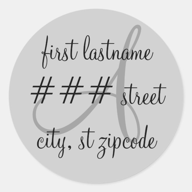 Adesivo Rótulo de endereço de retorno do monograma "A" - p (Frente)