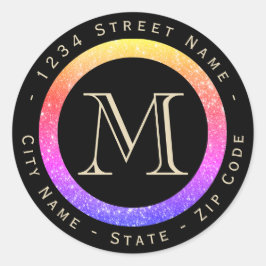 Adesivo Rótulo de Endereço de Retorno do Monograma Colorid