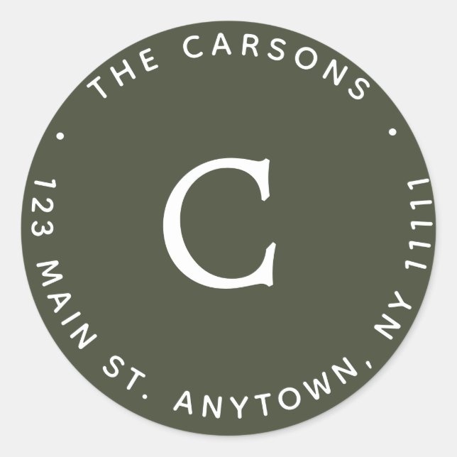 Adesivo Rótulo de Endereço de Retorno do Monograma Verde d (Frente)