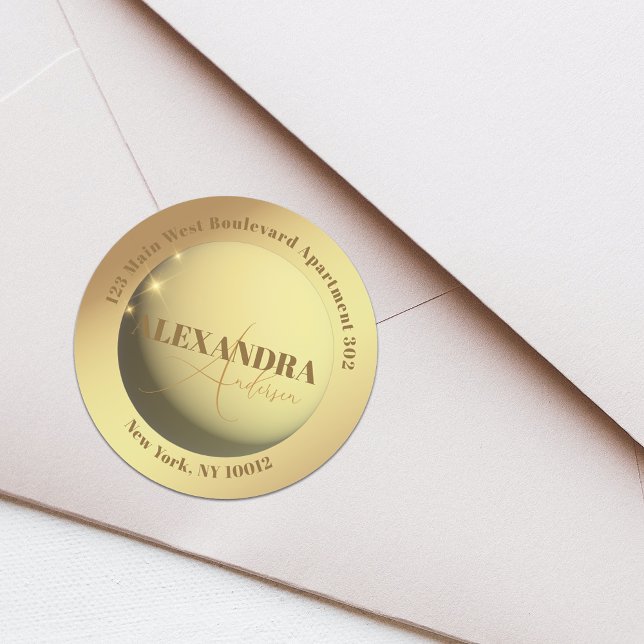 Adesivo Rótulo de Endereço de Retorno Dourado de Faux Chic (Criador carregado)