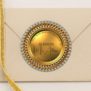Adesivo Rótulo de Endereço de Retorno Dourado do Glamor Di