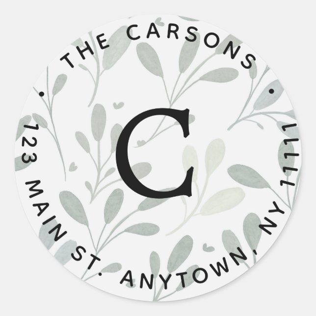 Adesivo Rótulo de Endereço de Retorno Monograma Rodado Gre (Frente)