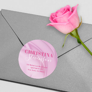 Adesivo Rótulo de Endereço de Retorno Redondo Rosa do Rico
