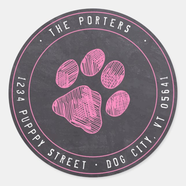 Adesivo Rótulo de Endereço de Retorno Rosa para Impressão  (Frente)