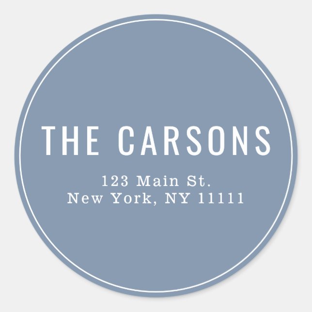 Adesivo Rótulo de Endereço de Retorno Simples Redondo Azul (Frente)