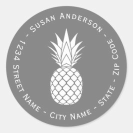 Adesivo Rótulo de Endereço de Retorno Tropical de Abacaxi 