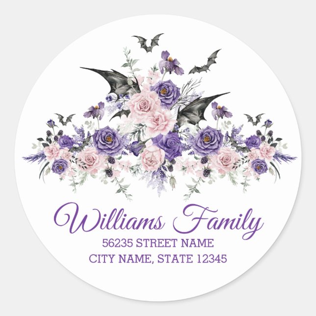 Adesivo rótulo de endereço de rosa floral de aquarela hall (Frente)