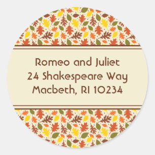 Adesivo Rótulo de Endereço do Autumn Leaves em Creme