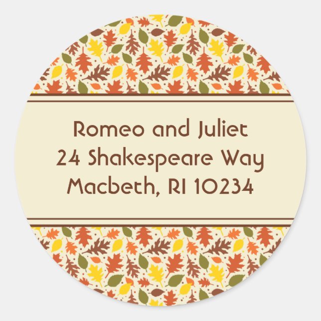 Adesivo Rótulo de Endereço do Autumn Leaves em Creme (Frente)