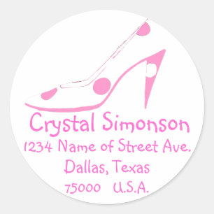 Adesivo Rótulo de endereço do Calçado rosa modesto