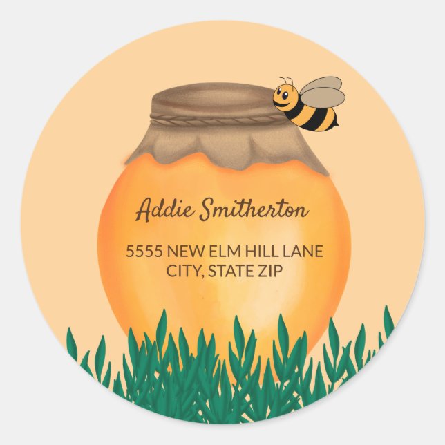 Adesivo Rótulo de Endereço do Chá de Bebê Abelha Bumblebee (Frente)