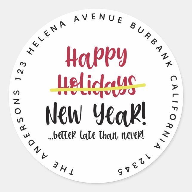 Adesivo Rótulo de Endereço do Feliz ano novo Entrasado Fun (Frente)