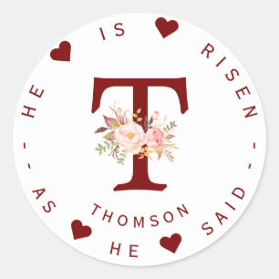 Adesivo Rótulo de Endereço do Monograma Floral de Blush de