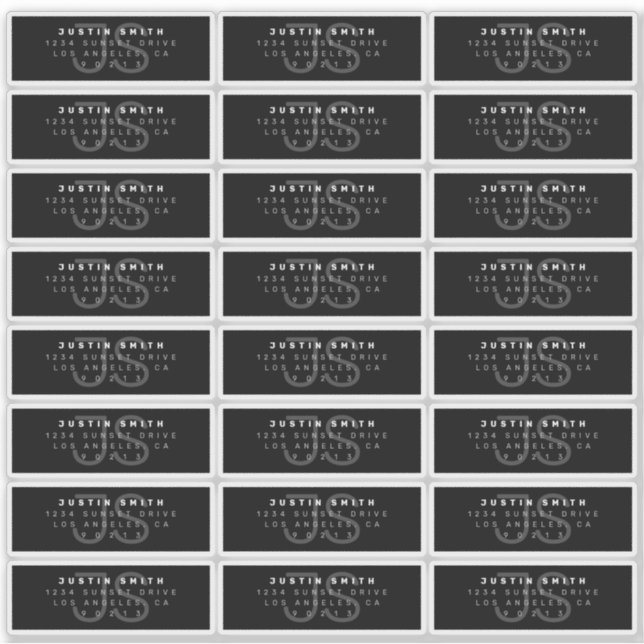 Adesivo Rótulo de Endereço do Monograma Moderno Transparen (Frente)