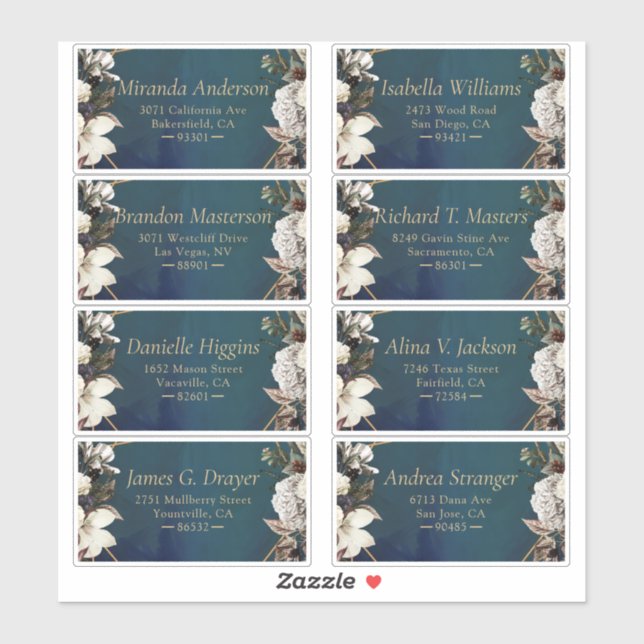 Adesivo Rótulo de Endereço Dourado Românico Floral (Folha)