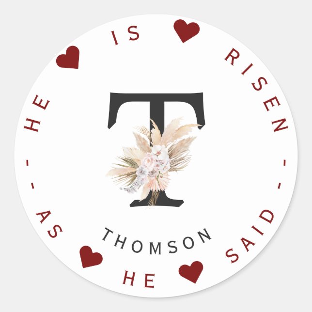 Adesivo Rótulo de Endereço Floral Monograma de Grass Pampa (Frente)