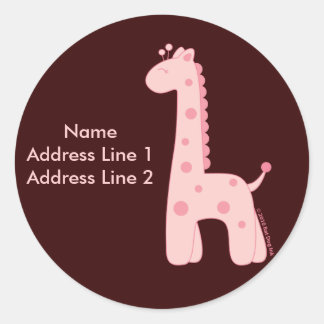 Adesivo Rótulo de Endereço Giraffe Rosa