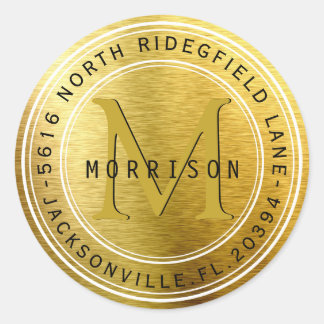 Adesivo Rótulo de Endereço Monograma em Metálico Dourado