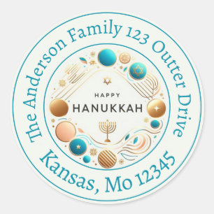 Adesivo Rótulo de Endereço Personalizado do Hanukkah Feliz