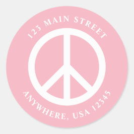 Adesivo Rótulo de Endereço Rosa Retro Sinal de Paz