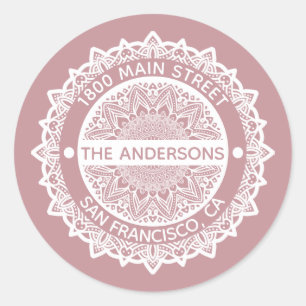 Adesivo Rótulo de Endereço Roxo de Mandala
