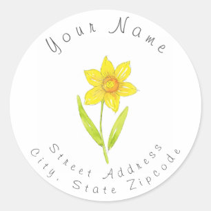 Adesivo Rótulo de Endereço 'Watercolor Daffodil 2'