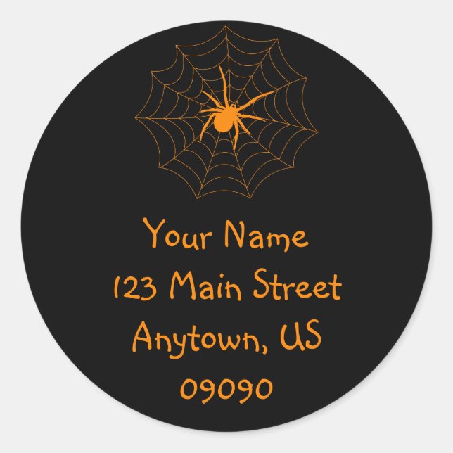 Adesivo Rótulo de Endereço Web da Aranha (Laranja / Preto) (Frente)