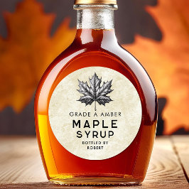 Adesivo rótulo de engarrafamento de xarope de bordo com fo